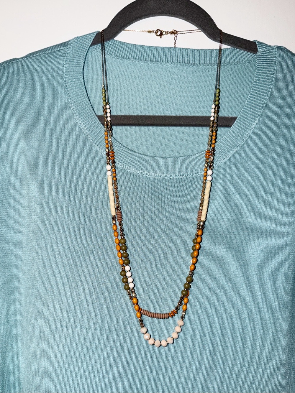 C1946 Multi-Color Beaded Layered Gold Tone Necklace - Women Jewelry NWT